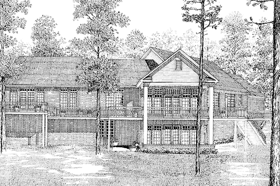 Exterior - Rear Elevation for Country House Plan #17-2636 - 4 bed, 3.5 bath