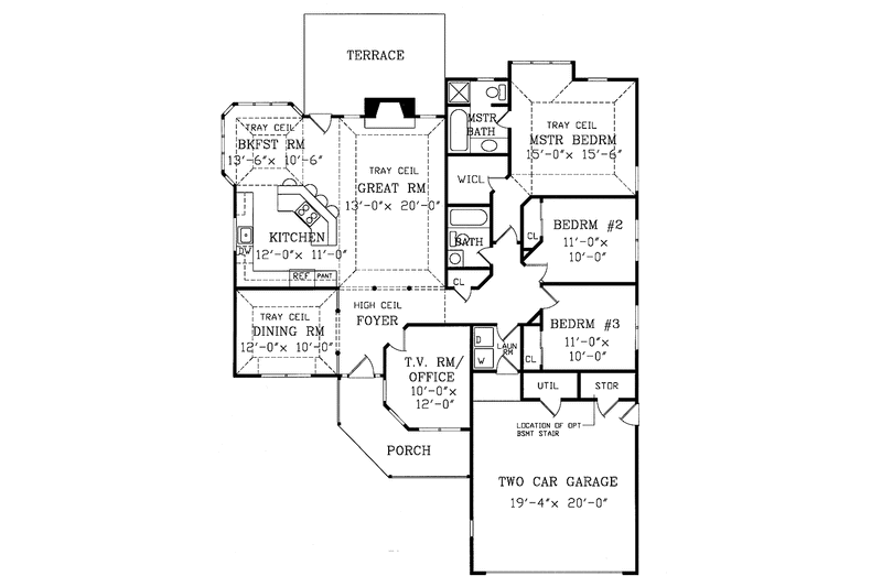 House Design - Floor Plan - Main Floor for Country House Plan #314-223 - 4 bed, 2 bath