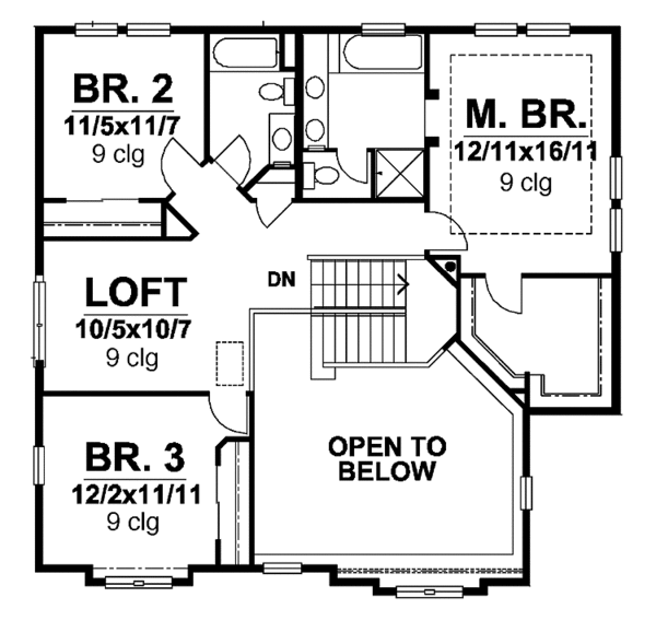 House Design - Traditional Floor Plan - Upper Floor Plan #320-989