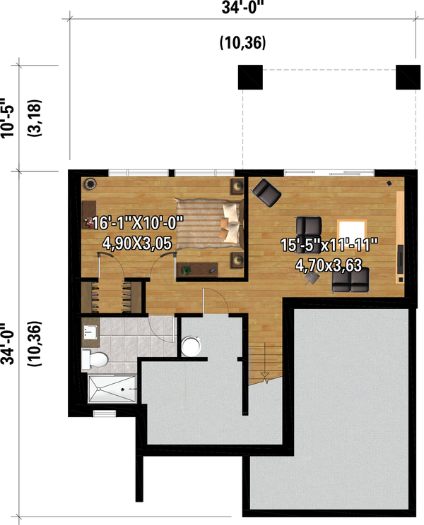 Dream House Plan - Cottage Floor Plan - Lower Floor Plan #25-4929