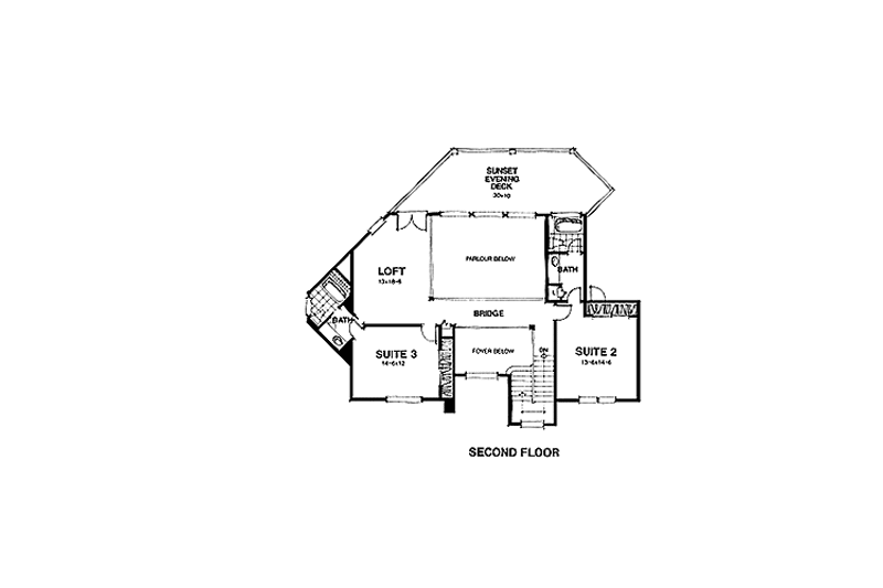 Home Plan - Floor Plan - Upper Floor for European House Plan #1007-2 - 3 bed, 4 bath