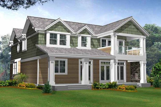 Exterior - Rear Elevation for Craftsman House Plan #132-243 - 3 bed, 2.5 bath