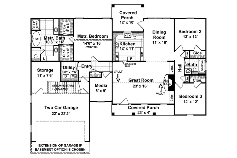 Home Plan - Floor Plan - Main Floor for Country House Plan #21-407 - 3 bed, 2 bath