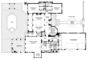 Floor Plan - Main Floor for Mediterranean House Plan #1058-14 - 3 bed, 4.5 bath