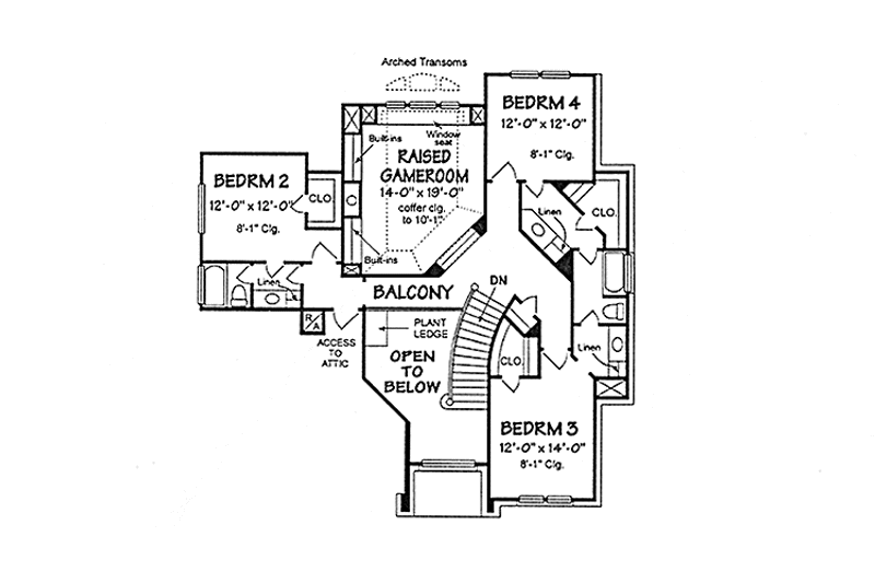 House Blueprint - Floor Plan - Upper Floor for Country House Plan #974-40 - 4 bed, 3.5 bath