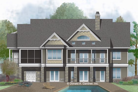 Exterior - Rear Elevation for Ranch House Plan #929-1048 - 4 bed, 3 bath