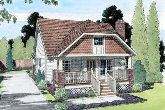 Exterior - Front Elevation for Bungalow House Plan #312-596 - 2 bed, 1.5 bath