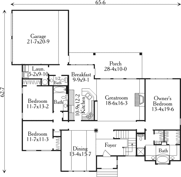 Dream House Plan - European Floor Plan - Main Floor Plan #406-181