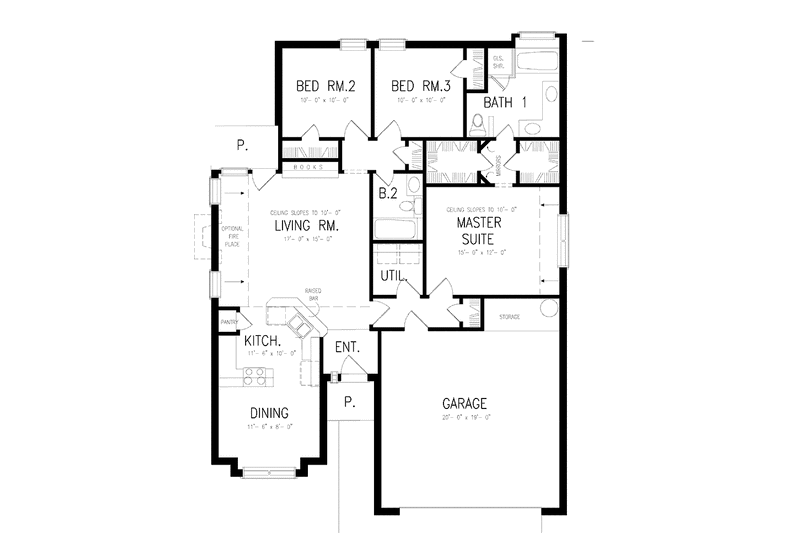 Home Plan - Floor Plan - Main Floor for Country House Plan #40-506 - 3 bed, 2 bath