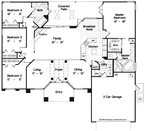 Architectural House Design - Mediterranean Floor Plan - Main Floor Plan #417-532