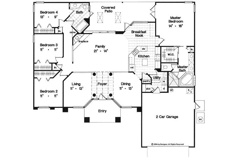 Dream House Plan - Floor Plan - Main Floor for Mediterranean House Plan #417-532 - 4 bed, 2 bath