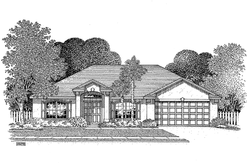 Home Plan - Exterior - Front Elevation 3 for Mediterranean House Plan #999-98 - 3 bed, 2 bath