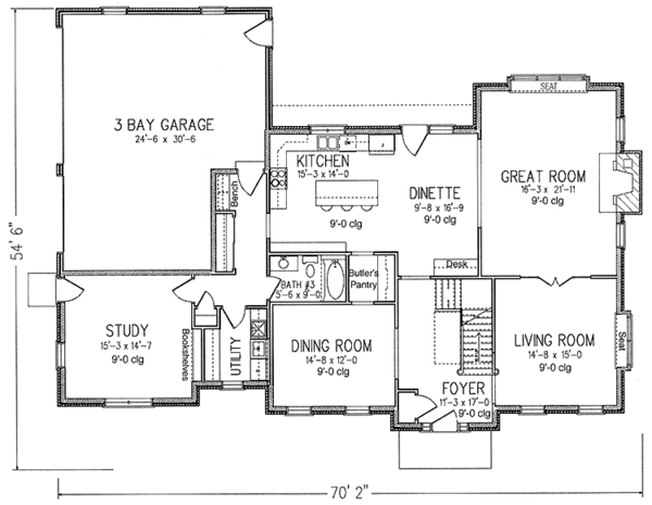 Architectural House Design - Country Floor Plan - Main Floor Plan #994-22