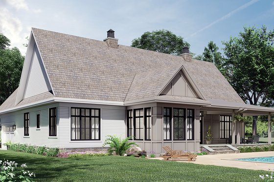 Exterior - Rear Elevation 2 for Farmhouse House Plan #51-1164 - 3 bed, 2.5 bath