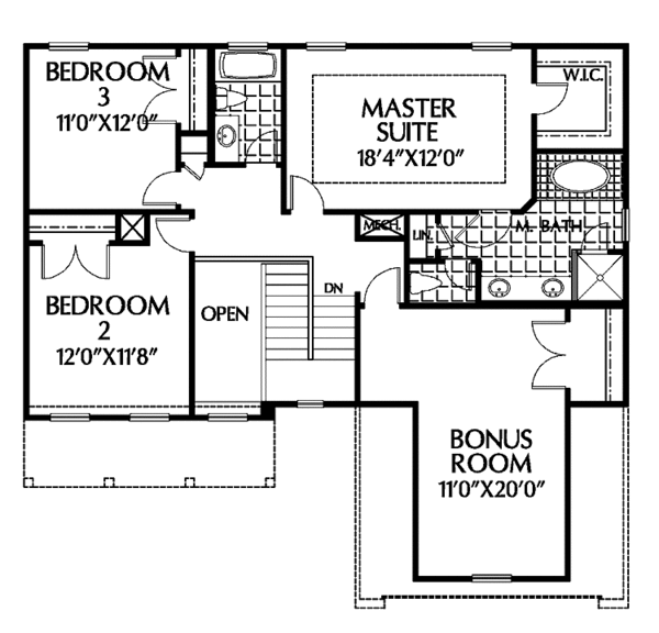 House Plan Design - Colonial Floor Plan - Upper Floor Plan #999-85