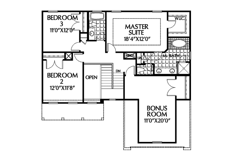 House Plan Design - Floor Plan - Upper Floor for Colonial House Plan #999-85 - 3 bed, 2.5 bath