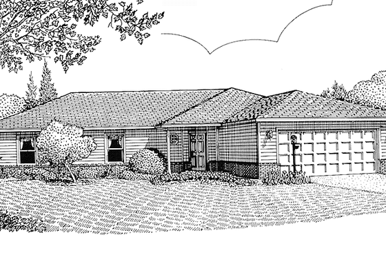 Exterior - Front Elevation 3 for Contemporary House Plan #11-241 - 3 bed, 2 bath