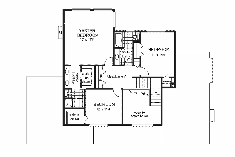 Architectural House Design - Floor Plan - Upper Floor for Country House Plan #18-201 - 4 bed, 2.5 bath