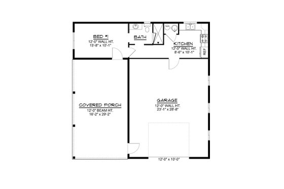 Floor Plan - Main Floor for Ranch House Plan #1064-386 - 1 bed, 1 bath