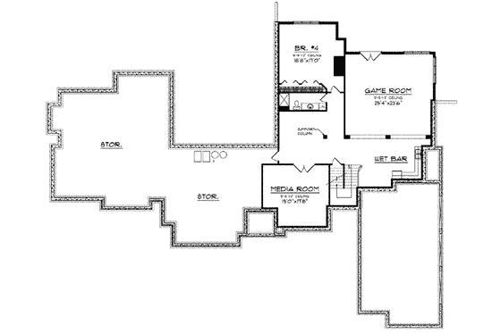 Floor Plan - Lower Floor for European House Plan #70-852 - 4 bed, 5.5 bath