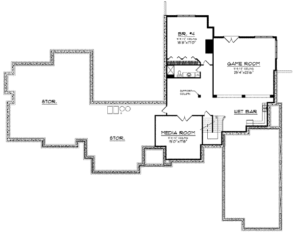 European Floor Plan - Lower Floor Plan #70-852