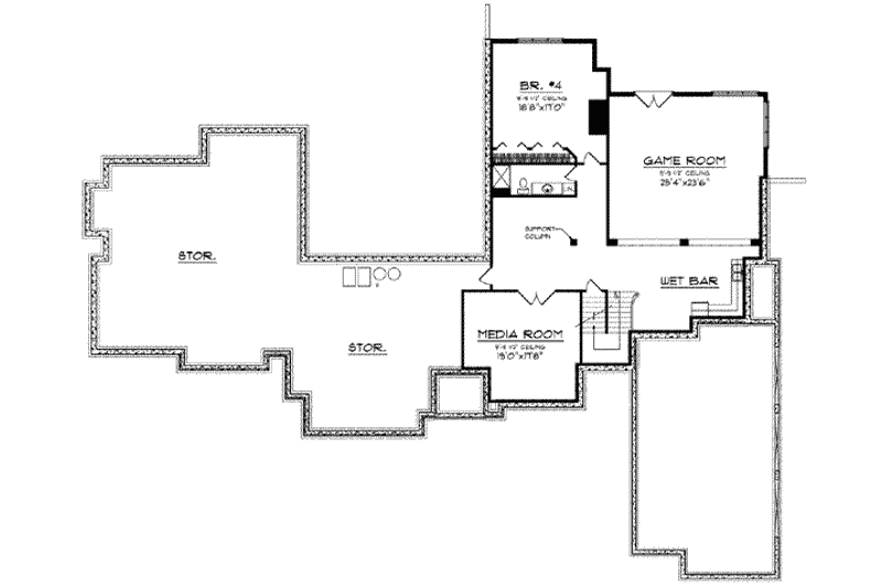 Home Plan - Floor Plan - Lower Floor for European House Plan #70-852 - 4 bed, 5.5 bath