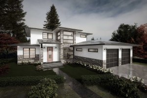 Exterior - Front Elevation 4 for European House Plan #1101-13 - 3 bed, 3.5 bath