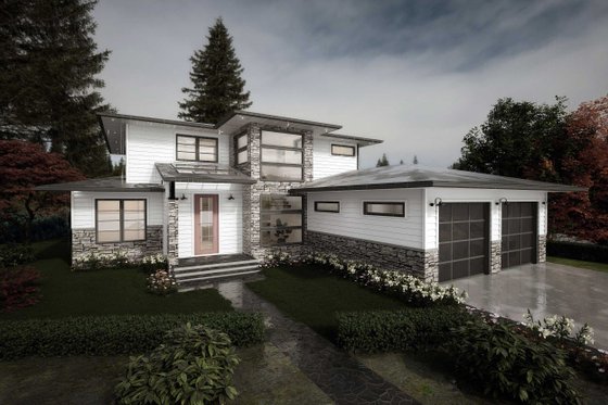 Exterior - Front Elevation 4 for European House Plan #1101-13 - 3 bed, 3.5 bath