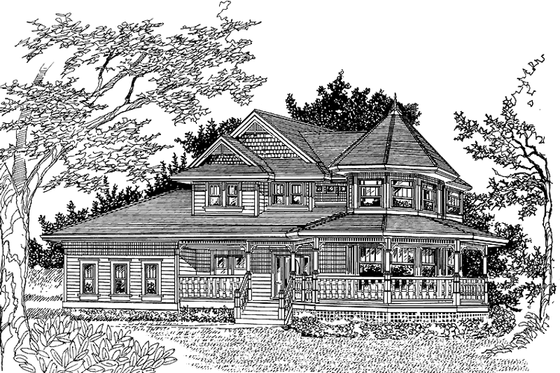 House Blueprint - Victorian Exterior - Front Elevation Plan #47-1027