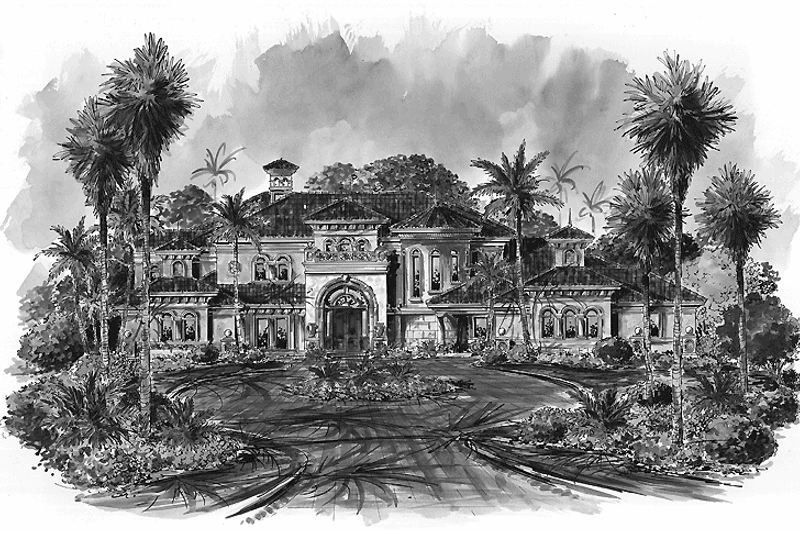 Home Plan - Exterior - Front Elevation 3 for Mediterranean House Plan #1017-14 - 5 bed, 5.5 bath