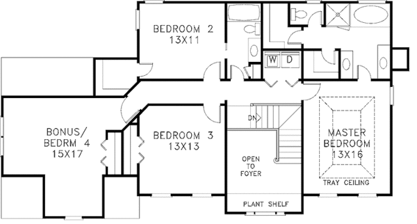 Home Plan - Colonial Floor Plan - Upper Floor Plan #56-647