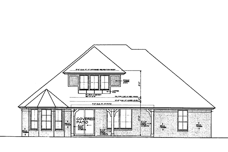 House Blueprint - Exterior - Rear Elevation for European House Plan #310-1240 - 4 bed, 2 bath