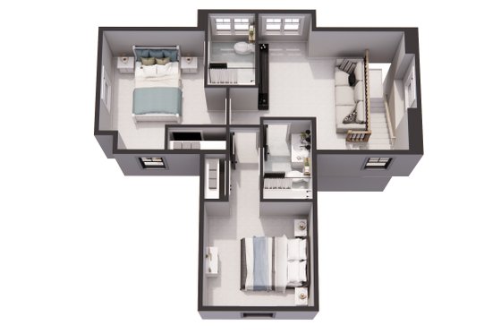 Floor Plan - Upper Floor 1 for Farmhouse House Plan #51-1269 - 3 bed, 3.5 bath