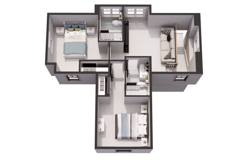 House Design - Floor Plan - Upper Floor 1 for Farmhouse House Plan #51-1269 - 3 bed, 3.5 bath