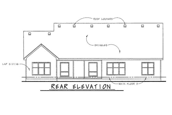 Exterior - Rear Elevation for Craftsman House Plan #20-2163 - 3 bed, 3 bath