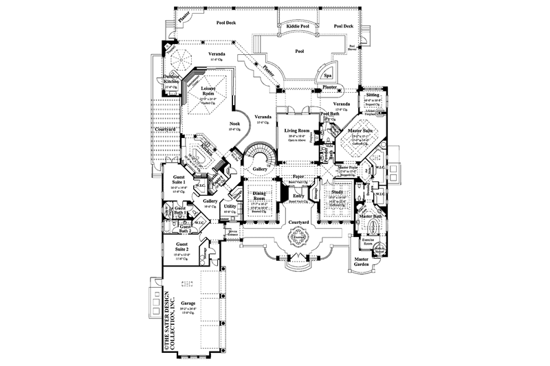 Architectural House Design - Floor Plan - Main Floor for Mediterranean House Plan #930-325 - 4 bed, 5.5 bath