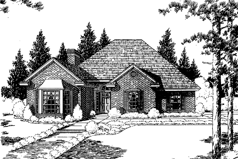 Dream House Plan - Exterior - Front Elevation 3 for European House Plan #310-1222 - 3 bed, 2 bath