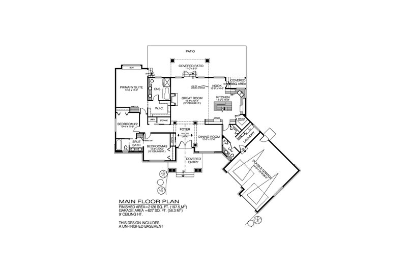 Architectural House Design - Floor Plan - Main Floor for Craftsman House Plan #1100-139 - 3 bed, 2.5 bath
