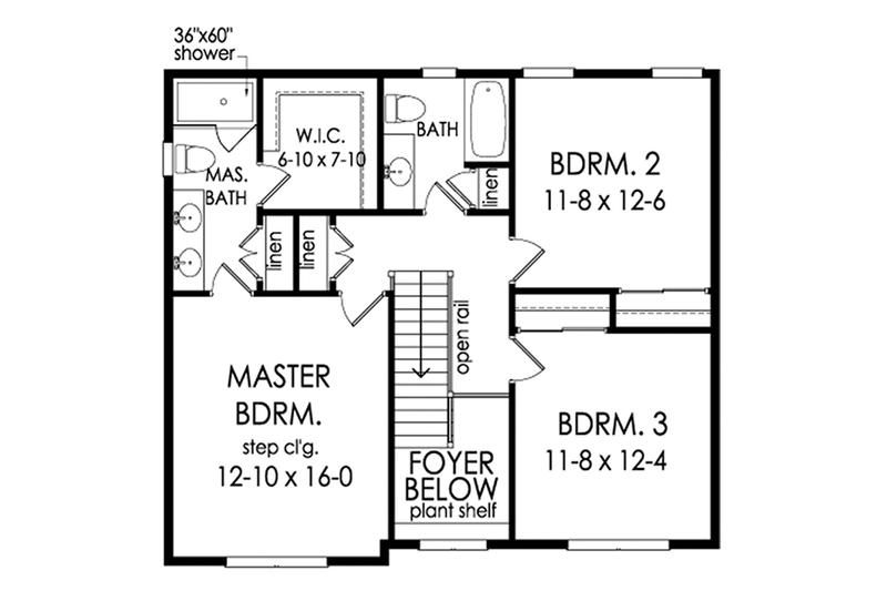 House Design - Floor Plan - Upper Floor for Colonial House Plan #1010-198 - 3 bed, 2.5 bath