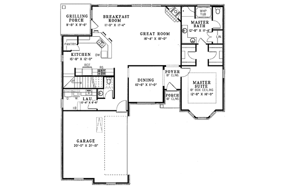 Floor Plan - Main Floor for Country House Plan #17-3067 - 4 bed, 2.5 bath