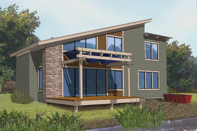 House Plan Design - Exterior - Front Elevation 3 for Contemporary House Plan #569-9 - 3 bed, 2 bath