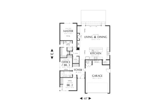 Floor Plan - Main Floor for Modern House Plan #48-597 - 3 bed, 2 bath