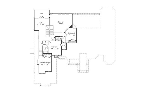 Floor Plan - Upper Floor for European House Plan #417-425 - 4 bed, 4.5 bath