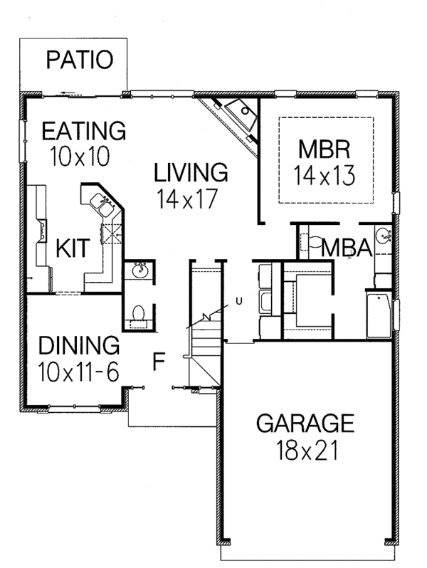 Architectural House Design - Ranch Floor Plan - Main Floor Plan #15-313