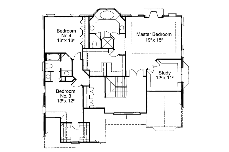 Home Plan - Floor Plan - Upper Floor for Colonial House Plan #429-212 - 4 bed, 3.5 bath