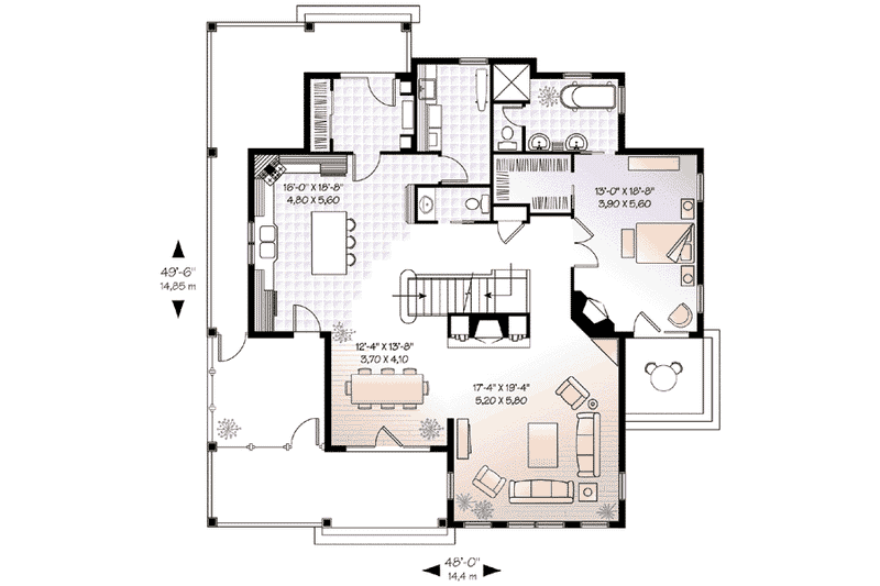 Home Plan - Floor Plan - Main Floor for Country House Plan #23-420 - 4 bed, 3.5 bath