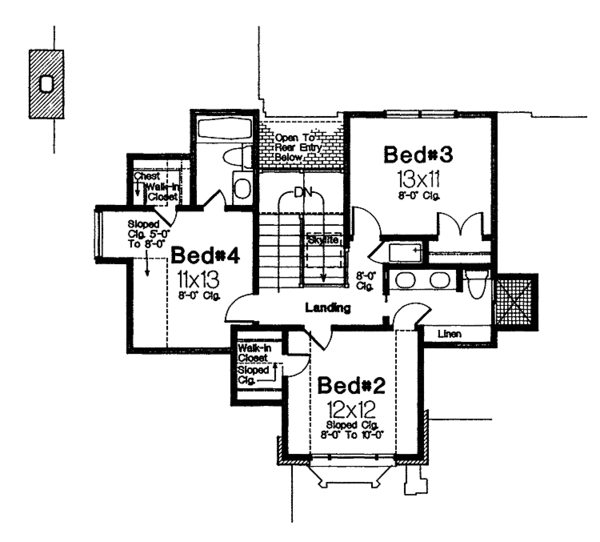 House Plan Design - Traditional Floor Plan - Upper Floor Plan #310-1050