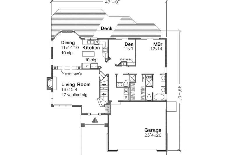 Home Plan - Floor Plan - Main Floor for Traditional House Plan #320-528 - 3 bed, 3 bath