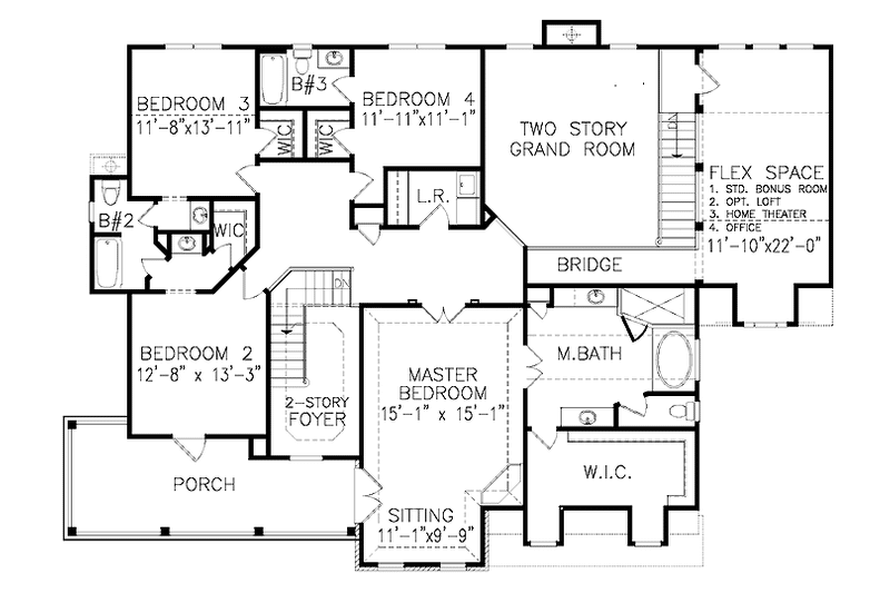 Dream House Plan - Floor Plan - Upper Floor for Traditional House Plan #54-321 - 4 bed, 3.5 bath