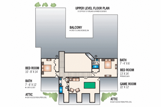 Floor Plan - Upper Floor for Country House Plan #45-353 - 5 bed, 4.5 bath
